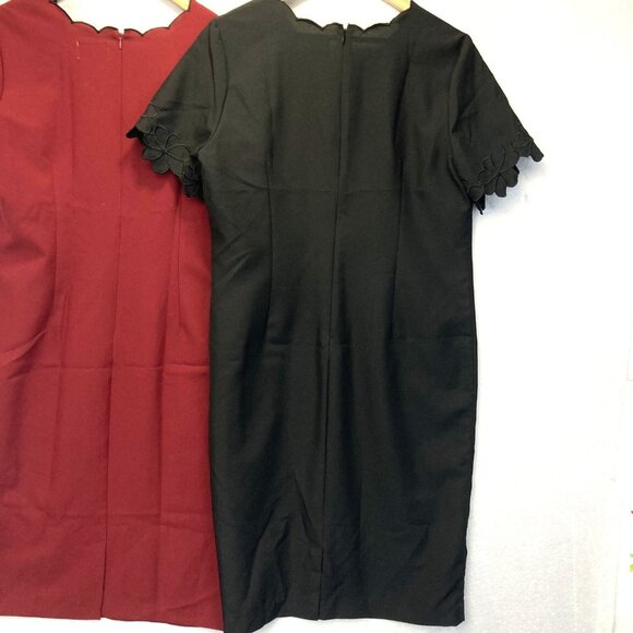Lot of 2 Anthony Richards Scalloped Shift Dress Womens 14 Black Red Knee Length - Picture 4 of 15
